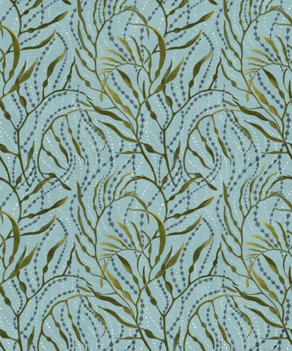 Neptunes Necklace Wallpaper • Floral Wallpaper • Light Teal • Swatch