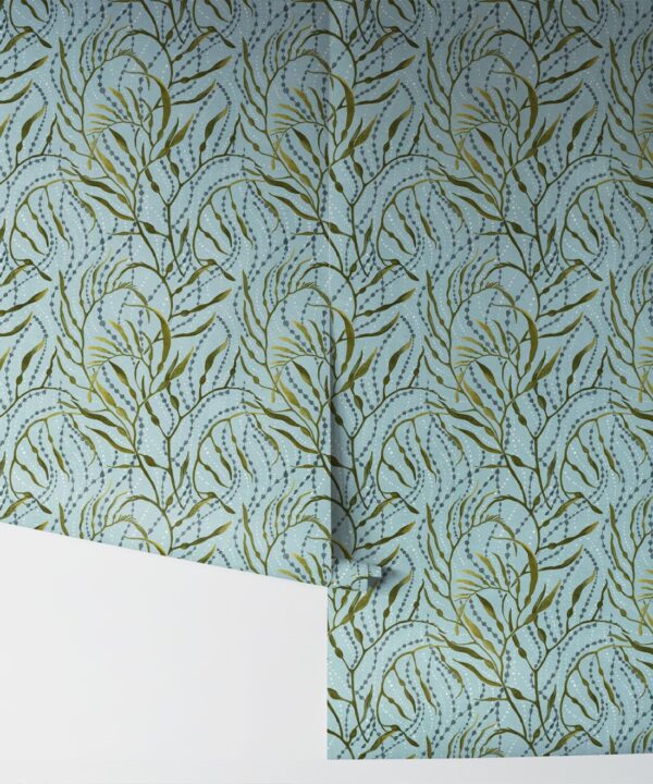 Neptunes Necklace Wallpaper • Floral Wallpaper • Light Teal • Rolls