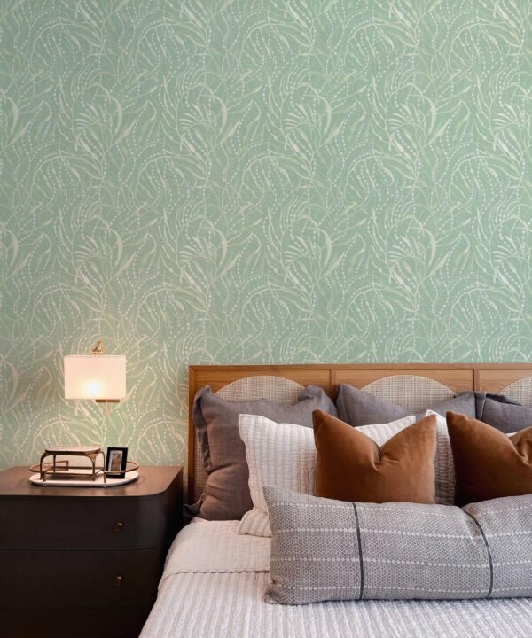 Neptunes Necklace Wallpaper • Floral Wallpaper • Mint • Insitu