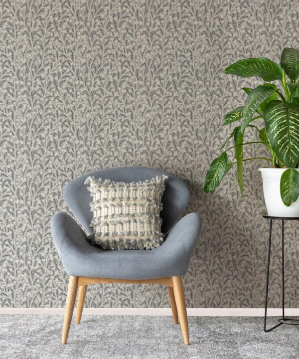 Petals Wallpaper • Floral Wallpaper • Gray • Insitu