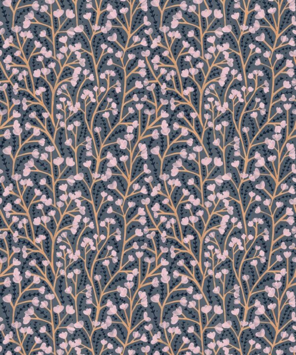 Petals Wallpaper • Floral Wallpaper • Steel • Swatch