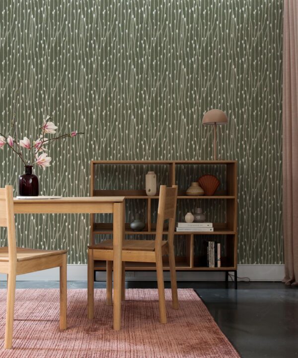 Pussy Willow Wallpaper • Floral Wallpaper • Evergreen• Insitu