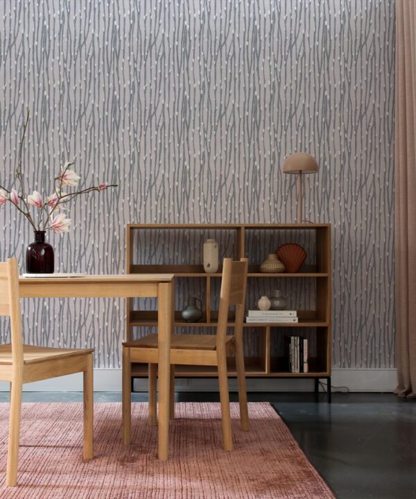 Pussy Willow Wallpaper • Floral Wallpaper • Gray • Insitu