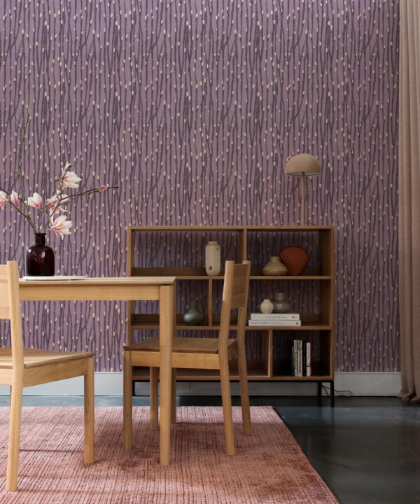 Pussy Willow Wallpaper • Floral Wallpaper • Lilac • Insitu