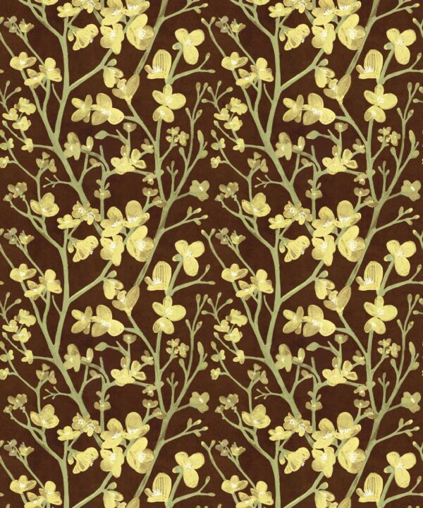 Quince Wallpaper • Floral Wallpaper • Brown • Swatch