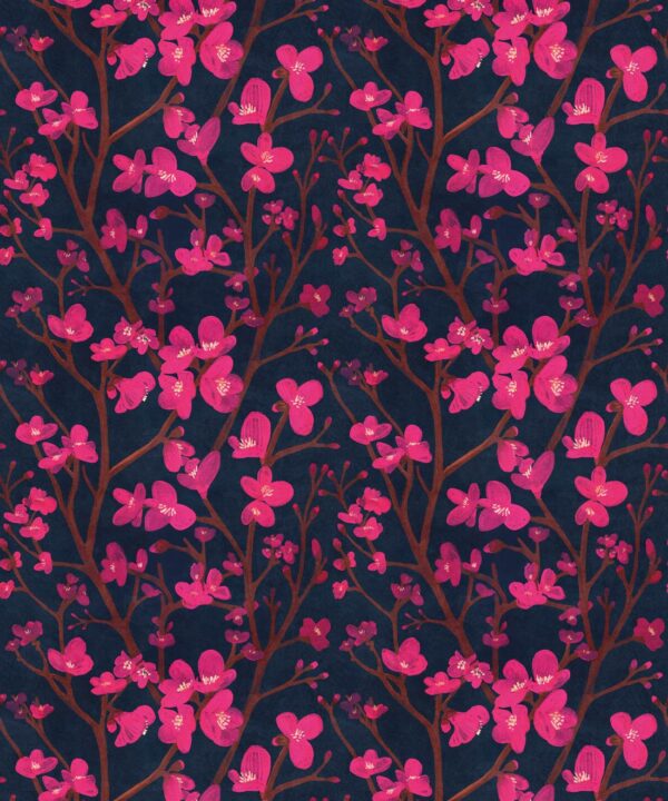 Quince Wallpaper • Floral Wallpaper • Navy • Swatch