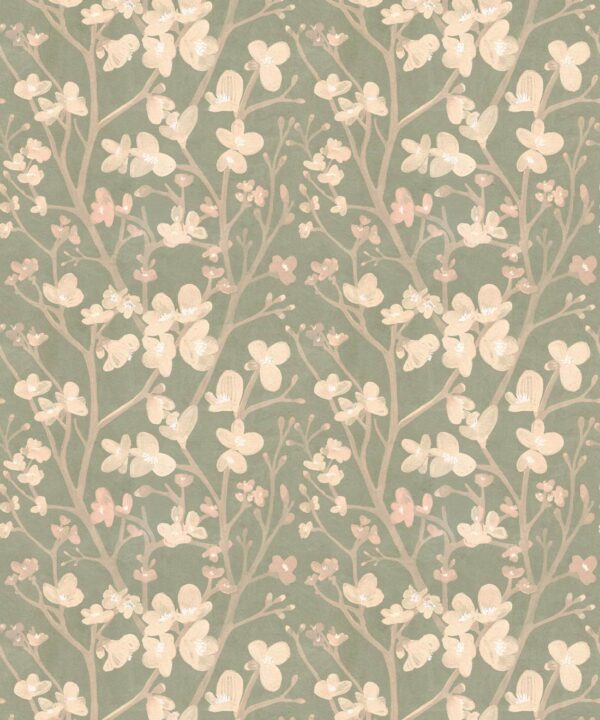 Quince Wallpaper • Floral Wallpaper • Sage • Swatch