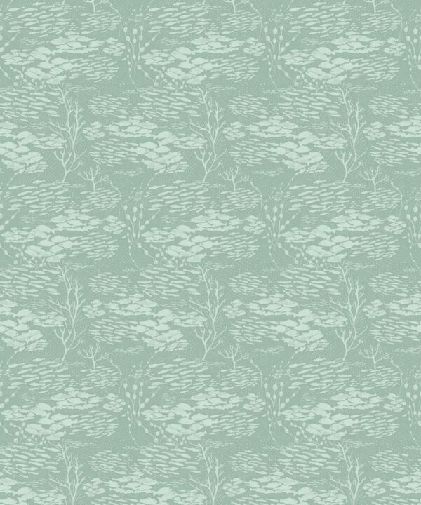 Shoal Wallpaper • Floral Wallpaper • Mint • Swatch