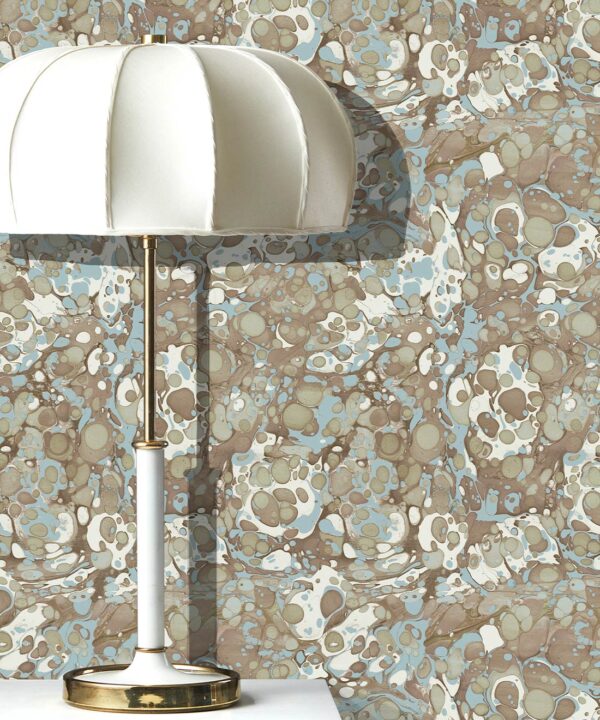 Pebbles Wallpaper • Marble Wallpaper • Charcoal • Lamp