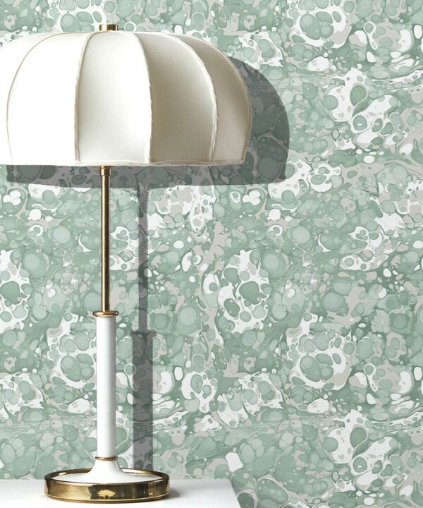 Pebbles Wallpaper • Marble Wallpaper • Charcoal • Lamp