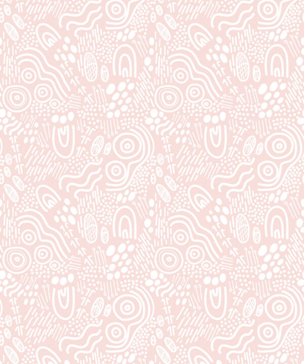 Landscapes Wallpaper • geometric • Pink & White• Swatch