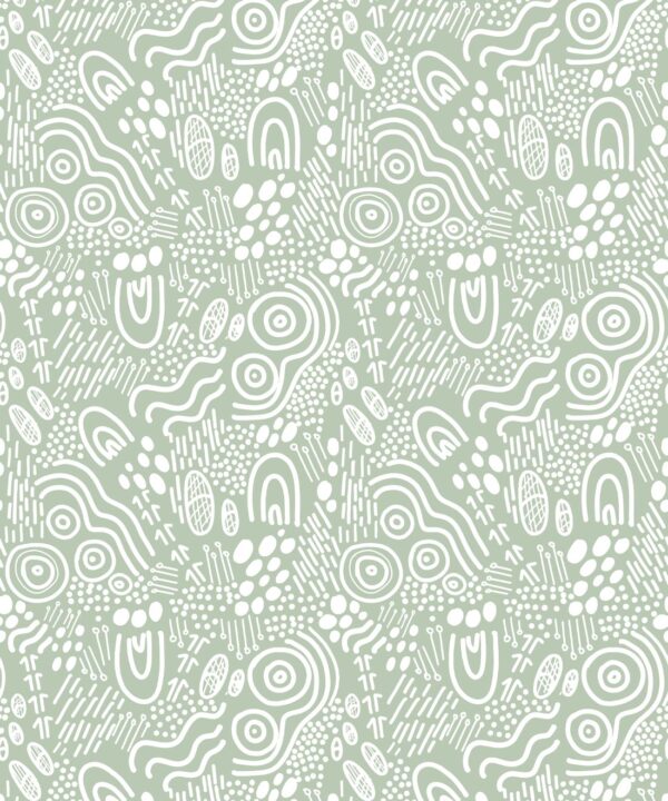 Landscapes Wallpaper • SageWhite • Sage & White • Swatch