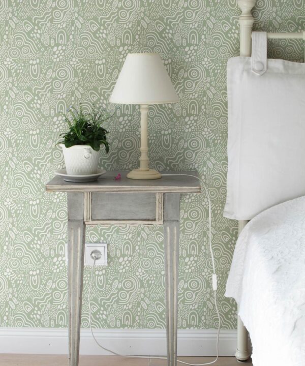 Landscapes Wallpaper • geometric • Sage & White• Insitu