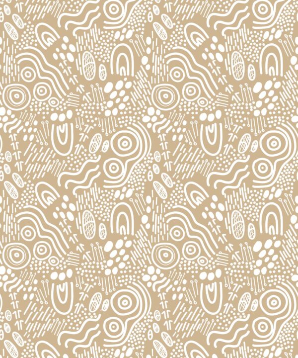 Landscapes Wallpaper • geometric • Tan & White• Swatch