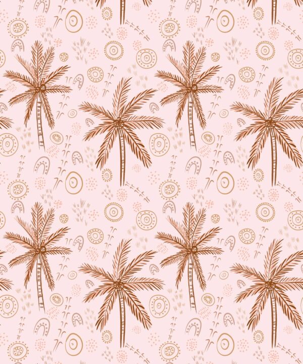 People On Country Wallpaper • Trees • Pink • Swatch