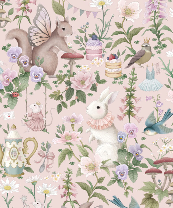 Garden Party Wallpaper • Children's Wallpaper • Petal Pink • Swatch