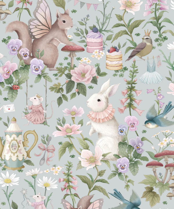 Garden Party Wallpaper • Children's Wallpaper • Sweet Blue • Swatch