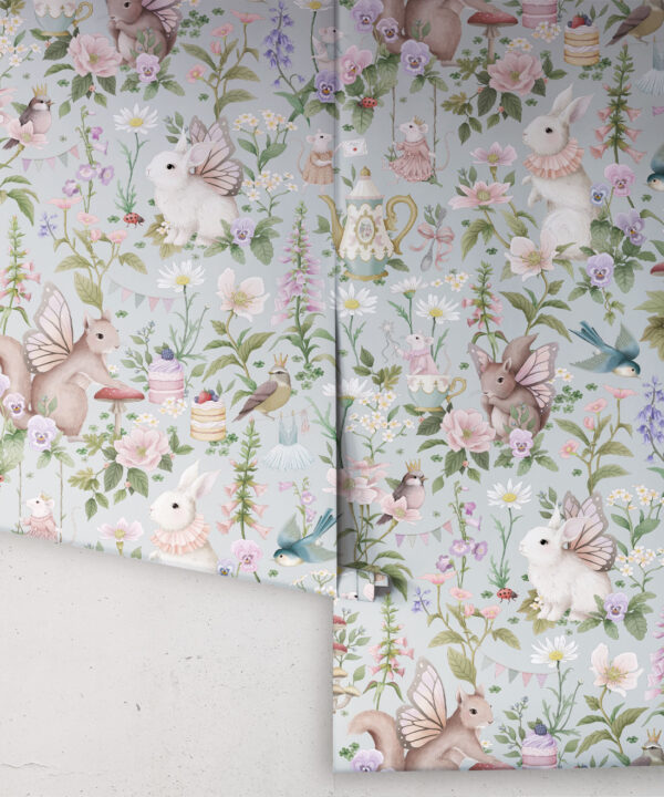 Garden Party Wallpaper • Children's Wallpaper • Sweet Blue • Roll