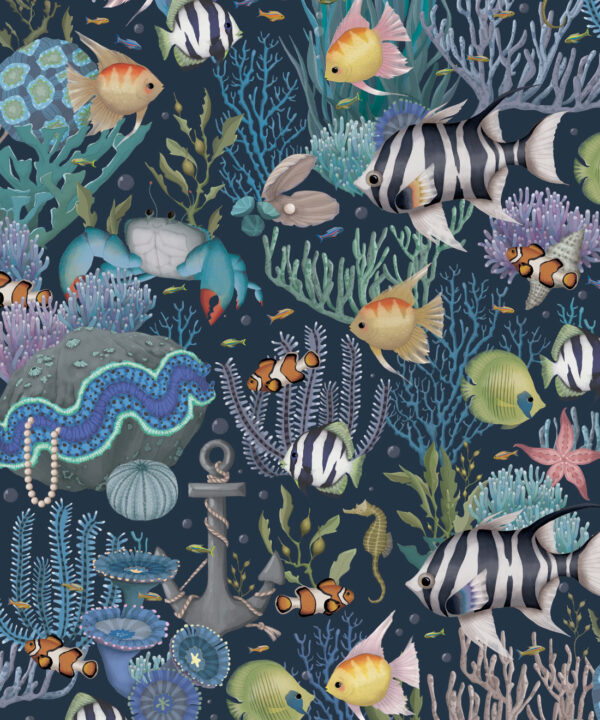 Treasure Reef Wallpaper • Children's Wallpaper • Deep ocean • Swatch