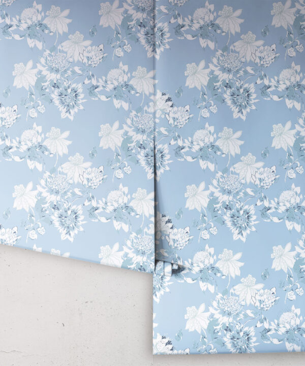 Protea Wallpaper • Floral Wallpaper • Bell Blue • Roll