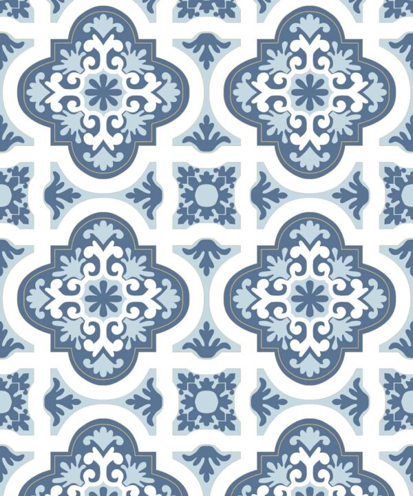 Rice Flower Wallpaper • Floral Wallpaper • Bell Blue • Swatch