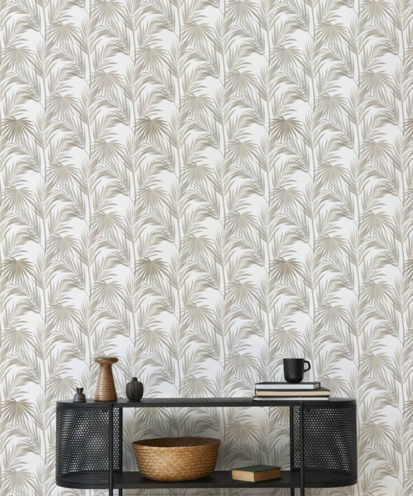 Daintree Palm Wallpaper • Floral Wallpaper • Brass • Insitu