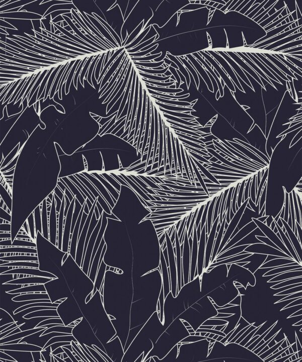 Art Deco Palm Wallpaper • Tropical Wallpaper • Indigo • Swatch