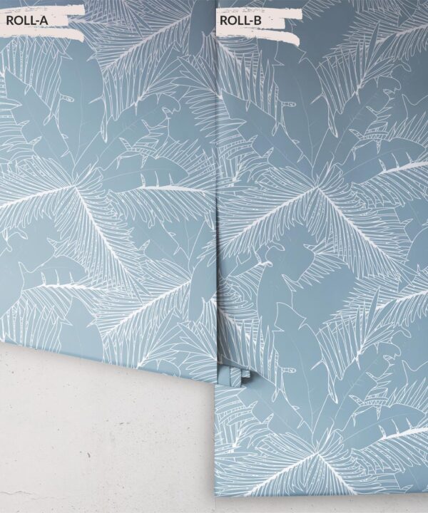 Art Deco Palm Wallpaper • Tropical Wallpaper • Powder Blue • Roll