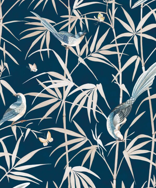 Bamboo Wallpaper • Navy • Swatch