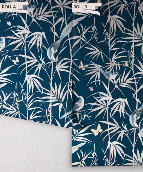 Bamboo Wallpaper • Navy • Rolls