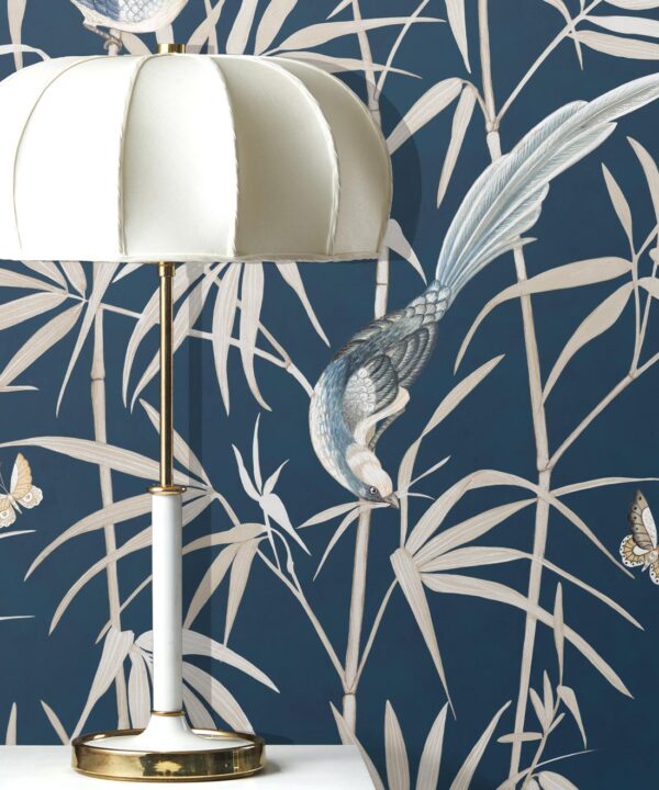 Bamboo Wallpaper • Navy • Insitu