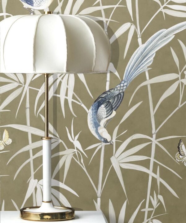 Bamboo Wallpaper • Olive • Insitu