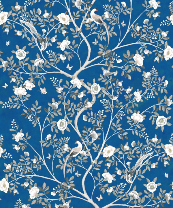 Camellia Tree Mural • Cobalt • Swatch