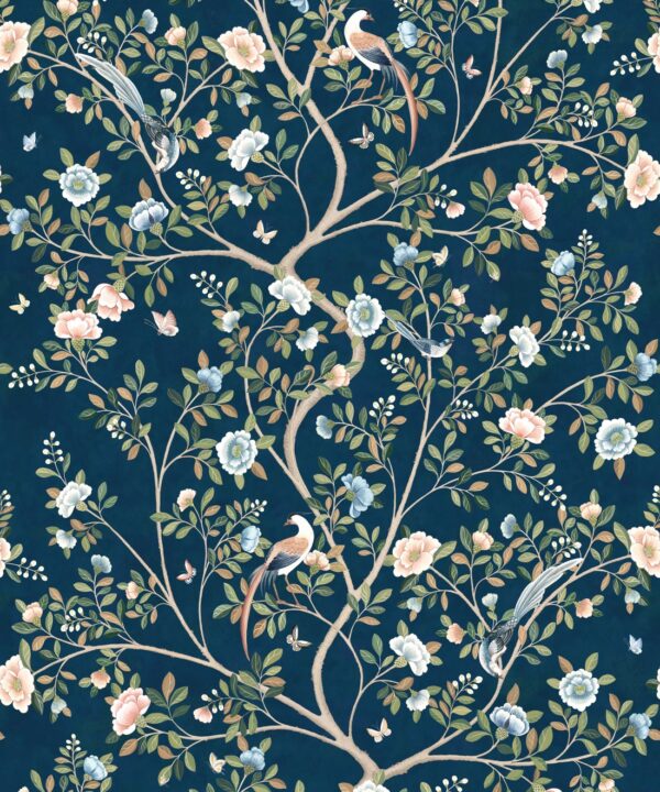 Camellia Tree Mural • Navy • Swatch