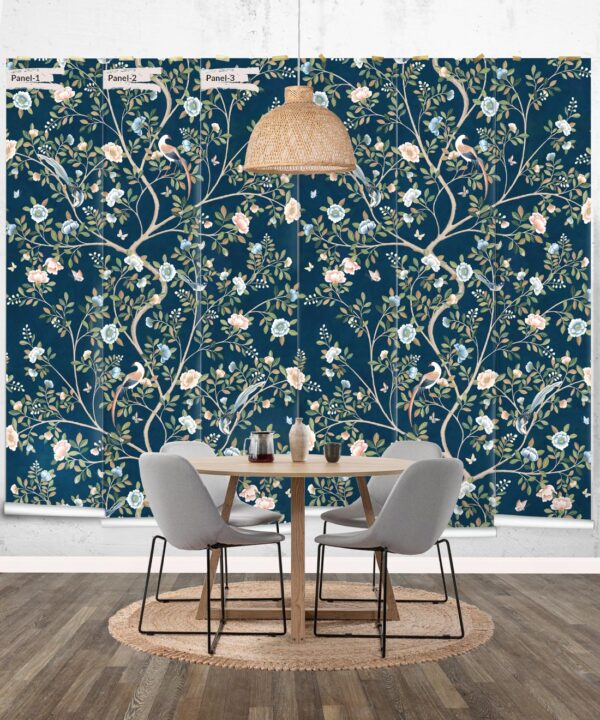 Camellia Tree Mural • Navy • Rolls