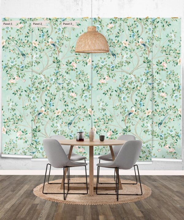 Camellia Tree Mural • Powder Blue• Rolls