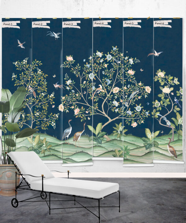 Spring Landscape Mural • Navy • Rolls