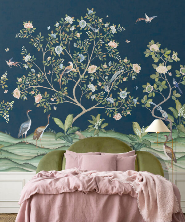 Spring Landscape Mural • Navy • Insitu