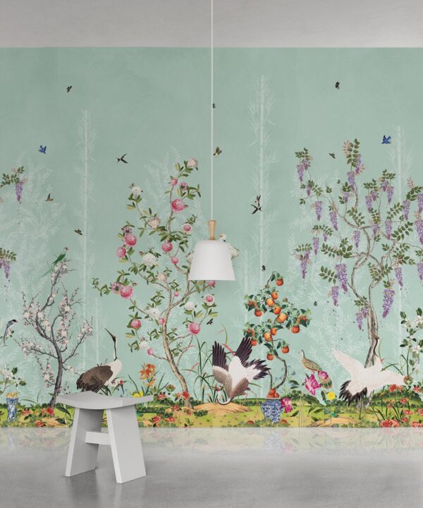 Oriental Garden Mural • Teal • Part 2 • Insitu