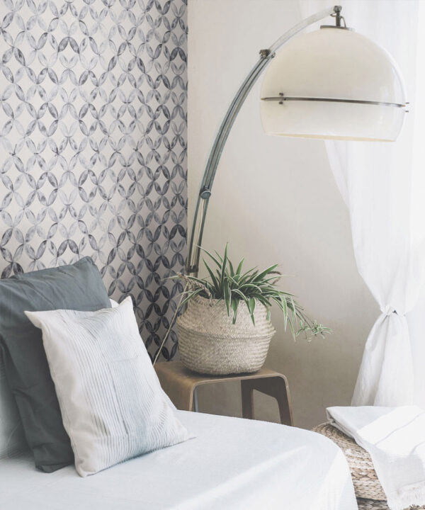 Petales Deux Wallpaper • Charcoal White • Insitu