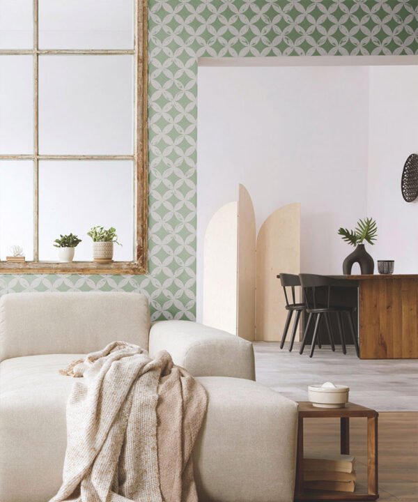 Petales Deux Wallpaper • Snow Green • Insitu