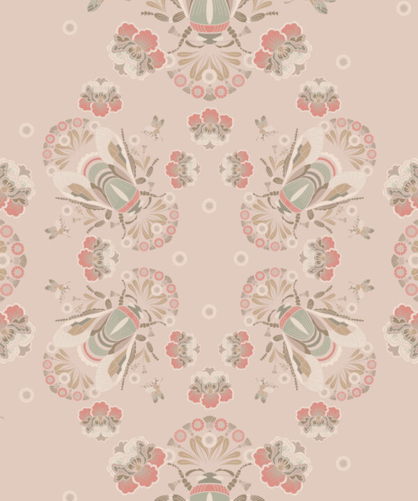 Bees Lace Wallpaper • Petal • Swatch