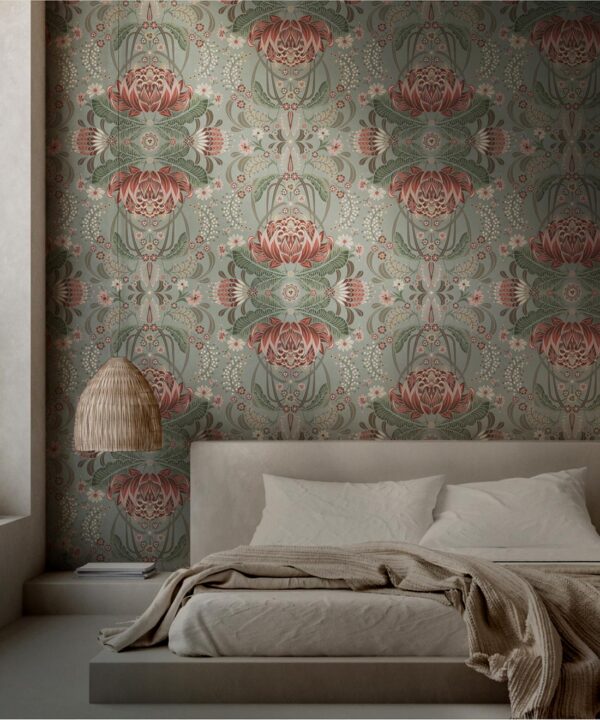 Bush Beauty Wallpaper • Duck Egg • Insitu