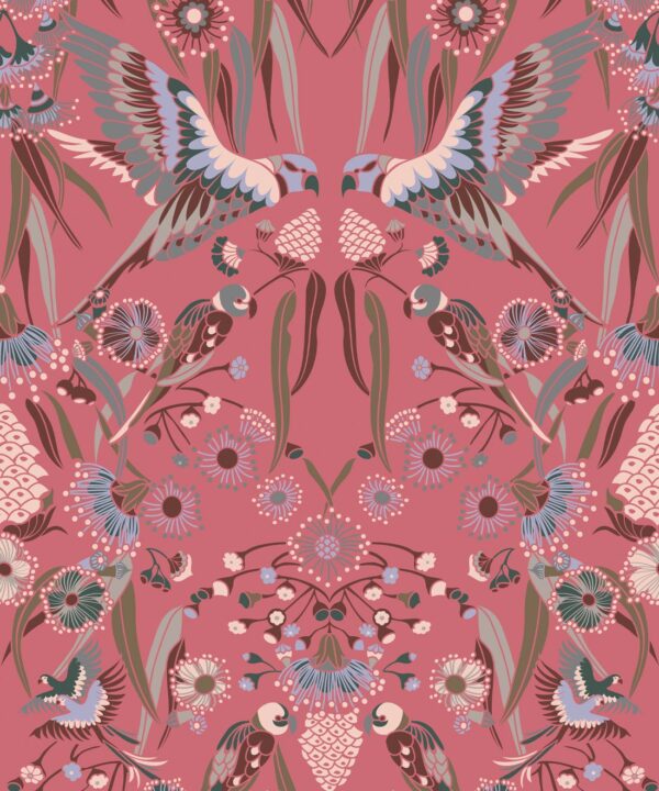 Gumnut Paradise Wallpaper • Cherry • Swatch