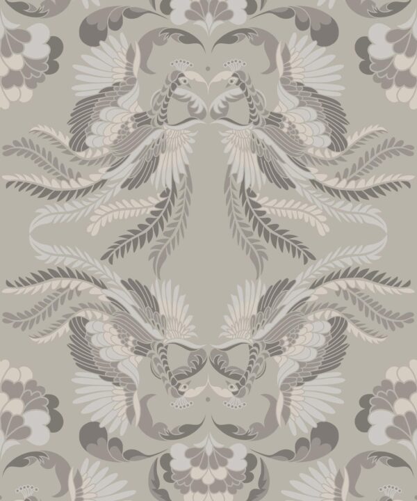 Prancing Peacocks Wallpaper • Cloud • Swatch