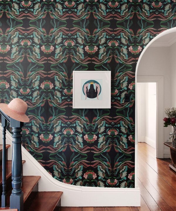 Prancing Peacocks Wallpaper • Fiesta • Insitu