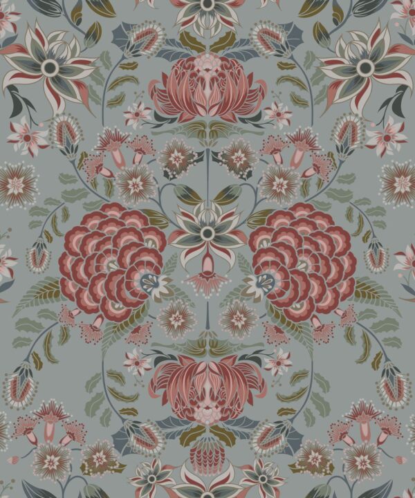 Waratah Wonderland Wallpaper • Duck Egg • Swatch