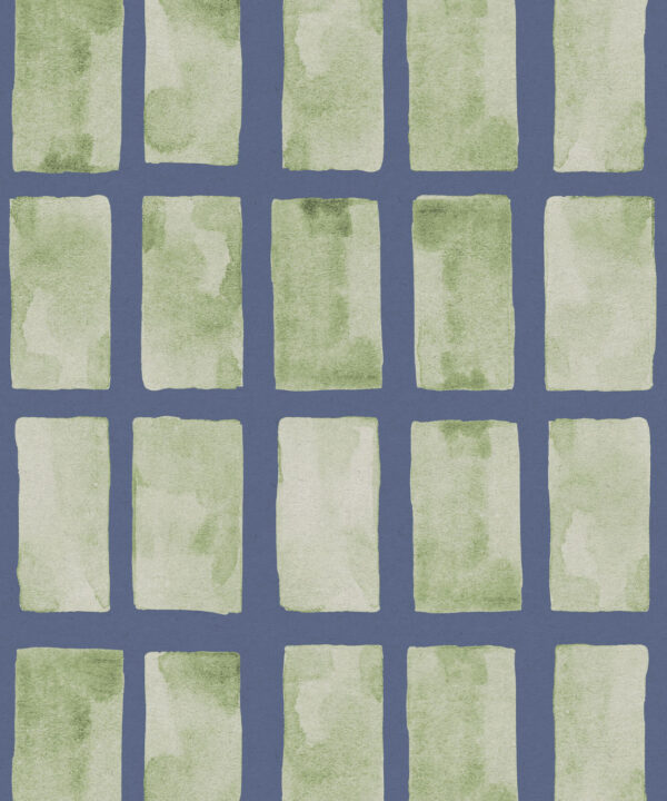 Barres Wallpaper • Sage Navy • Swatch