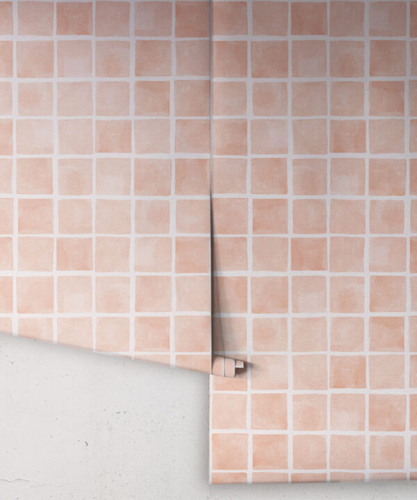 Caree Wallpaper • Salmon White • Rolls