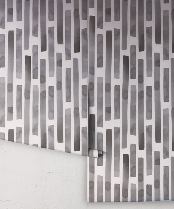 Colonnes Wallpaper • Charcoal White • Rolls